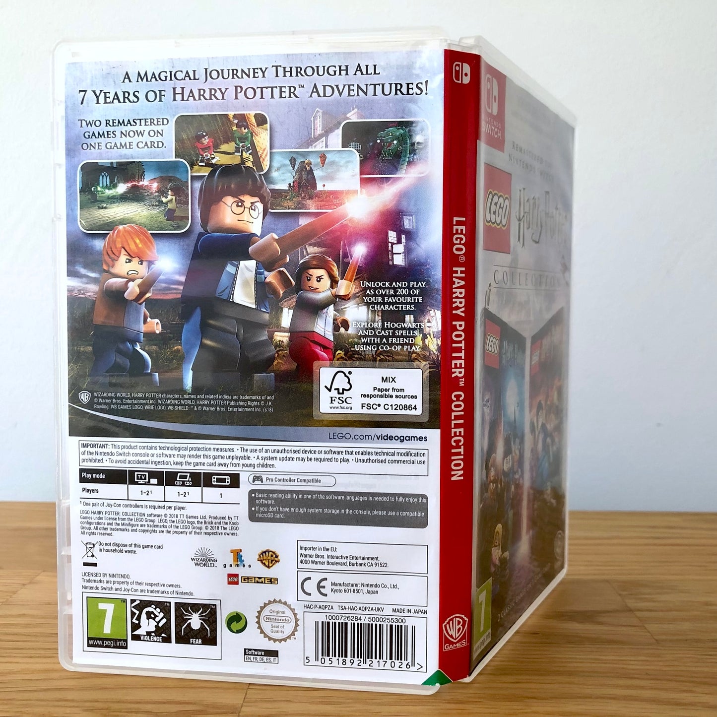 Angled back view of LEGO Harry Potter Collection for Nintendo Switch, showing full back cover artwork.