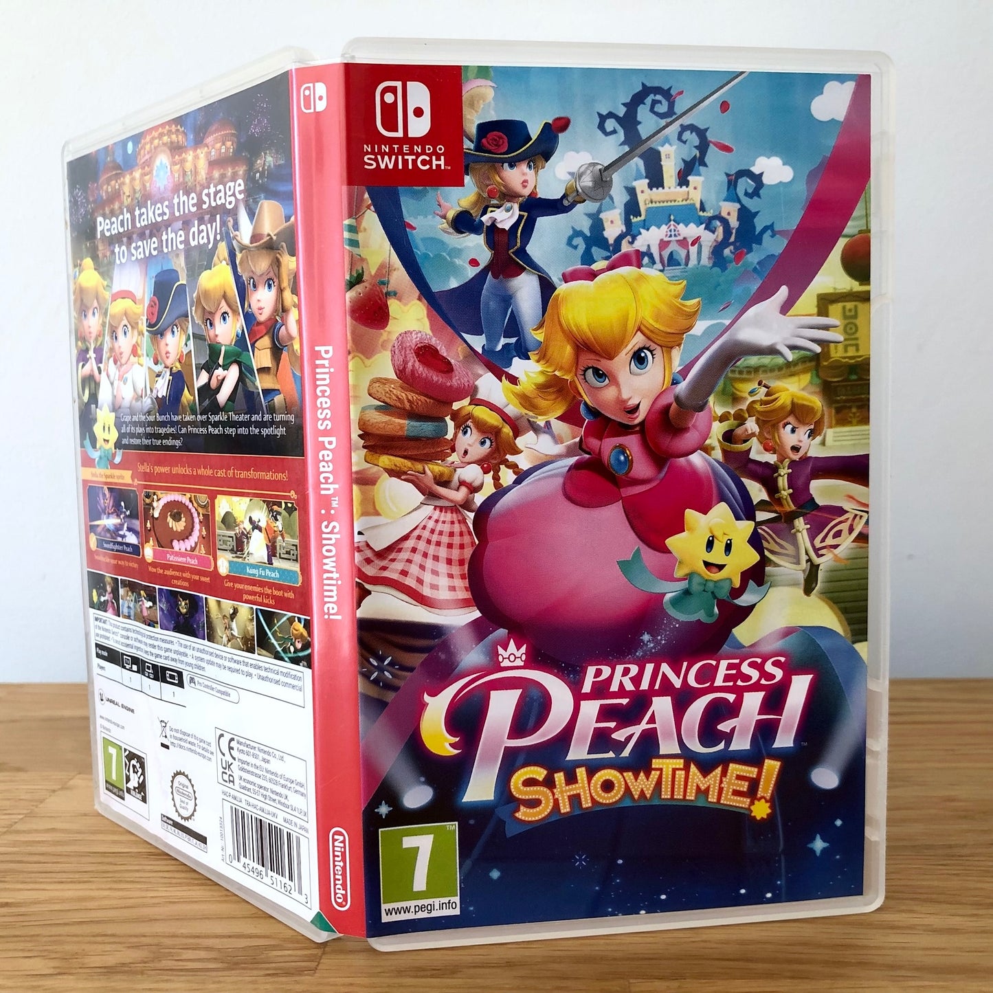 Angled front view of Princess Peach Showtime! for Nintendo Switch, showing full front cover artwork.