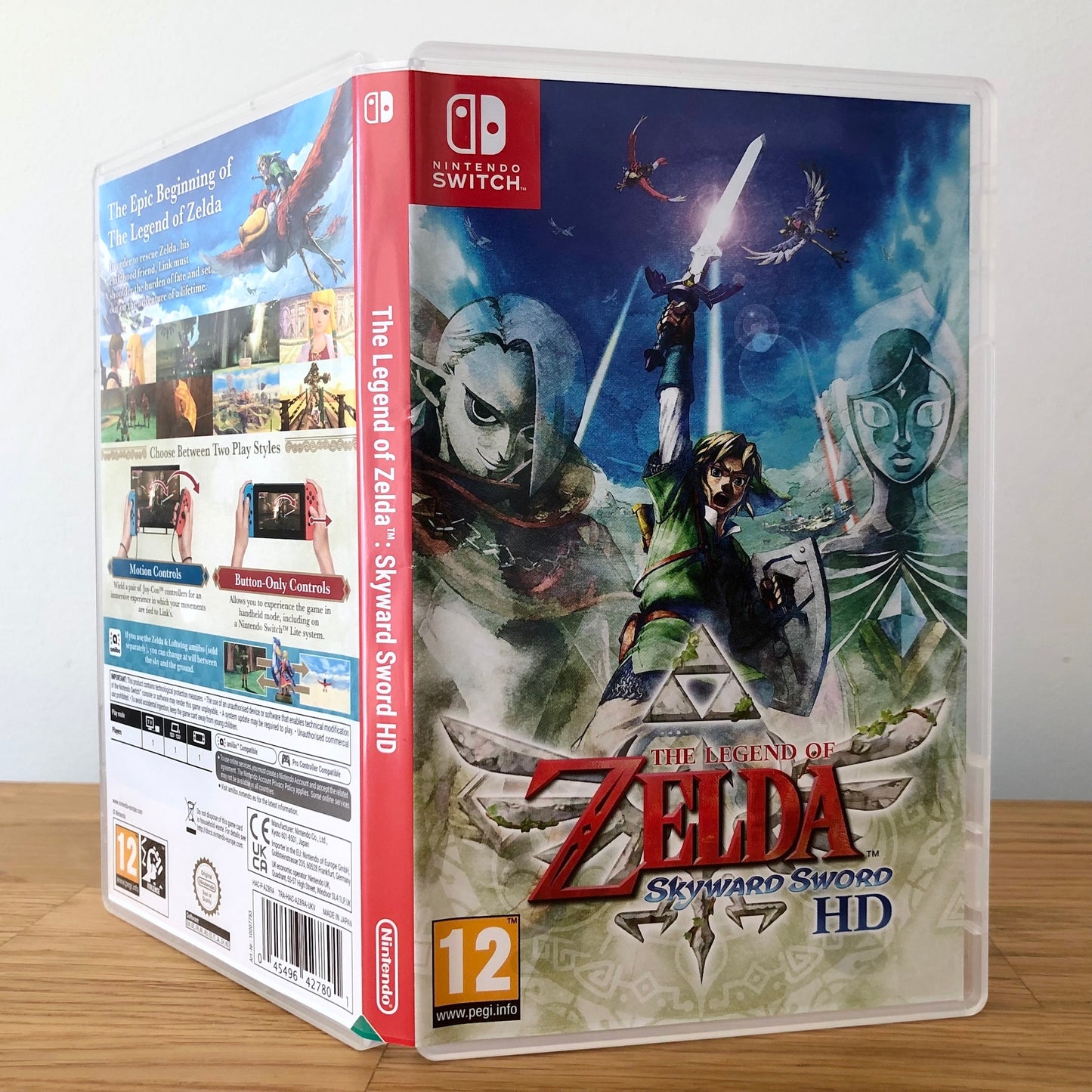 Angled front view of The Legend of Zelda: Skyward Sword HD for Nintendo Switch, showing full front cover artwork.