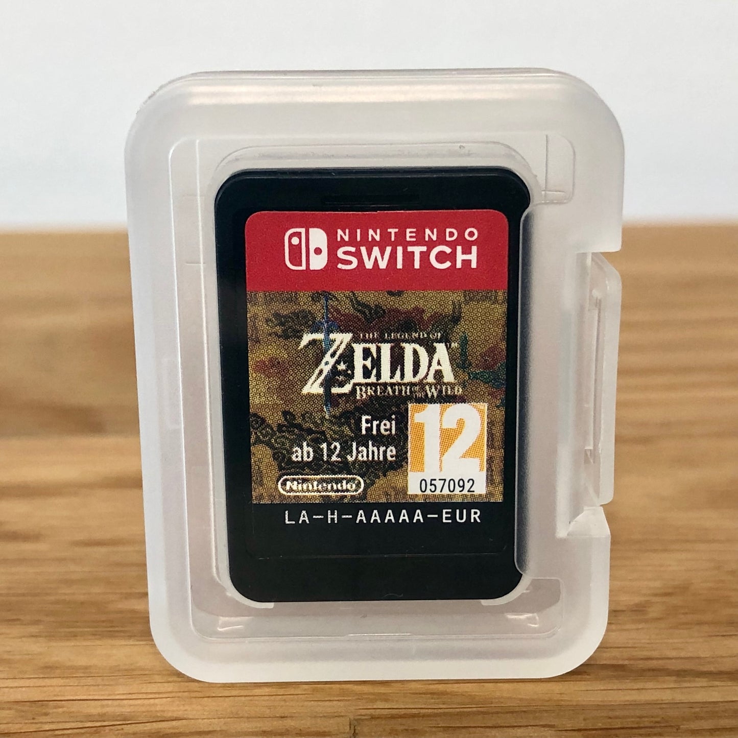 Inside the case of The Legend of Zelda: Breath of the Wild for Nintendo Switch, showing the cartridge and case design.