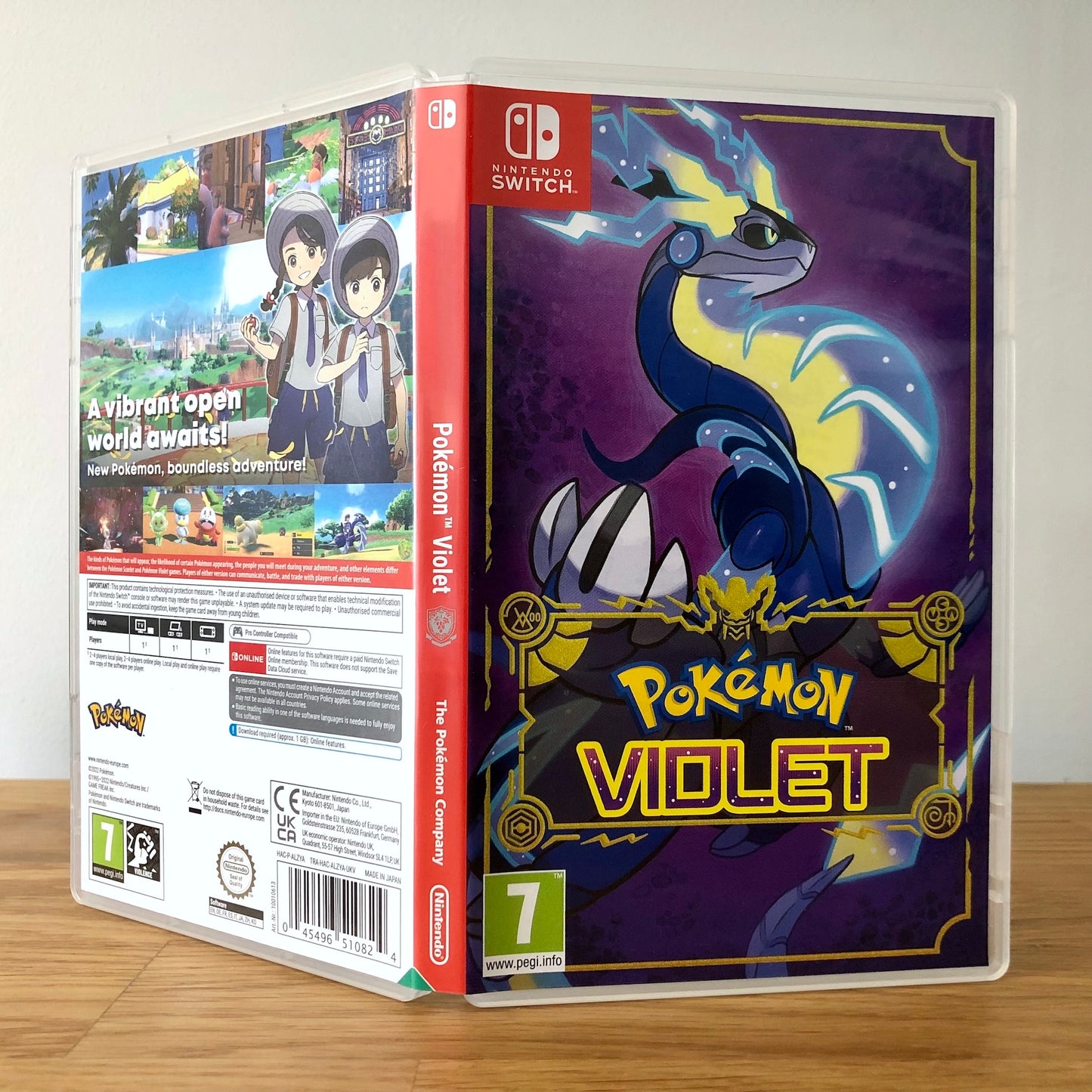 Angled front view of Pokémon Violet for Nintendo Switch, showing full front cover artwork.
