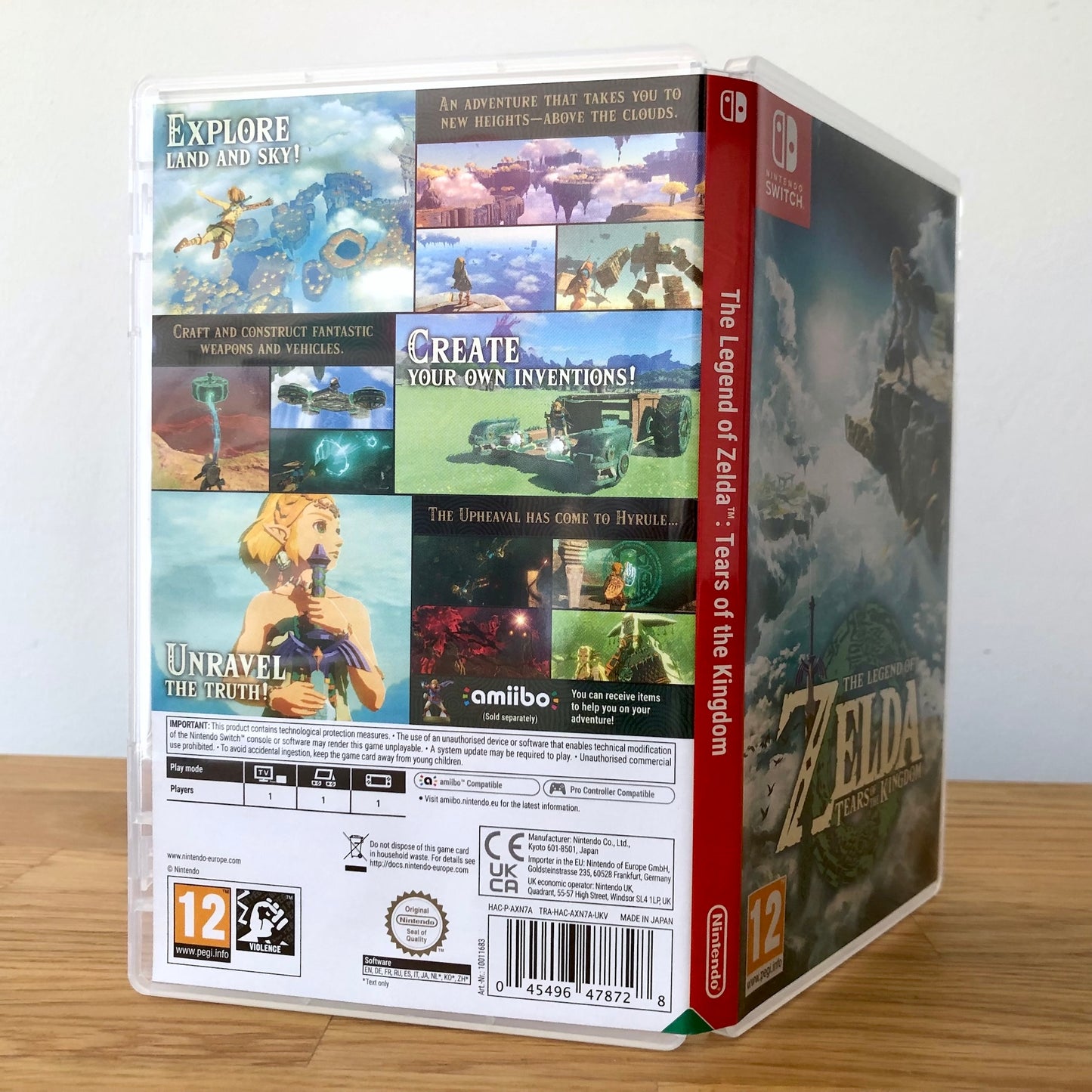 Angled back view of The Legend of Zelda: Tears of the Kingdom for Nintendo Switch, showing full case artwork.