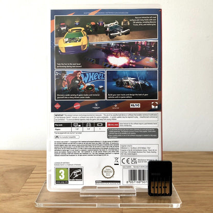 Back case cover of Hot Wheels Unleashed 2 Turbocharged for Nintendo Switch, showing game details, features, and back of cartridge.