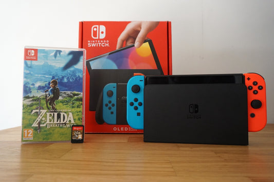 Nintendo Switch OLED Console 64GB Bundle and Zelda Breath of the Wild | Complete