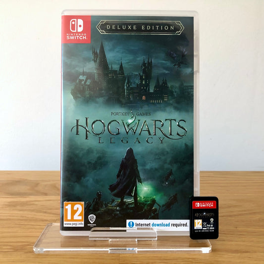 Front cover of Hogwarts Legacy for Nintendo Switch, featuring game artwork, title, and front of cartridge.