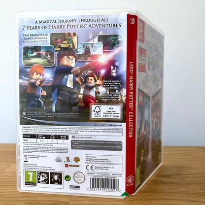 Angled back view of LEGO Harry Potter Collection for Nintendo Switch, showing full back cover artwork.