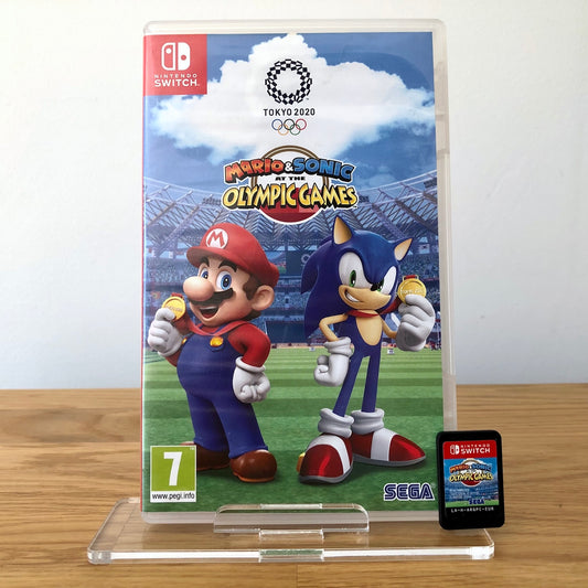 Front cover of Mario & Sonic at the Olympic Games: Tokyo 2020 for Nintendo Switch, featuring game artwork, title, and front of cartridge.