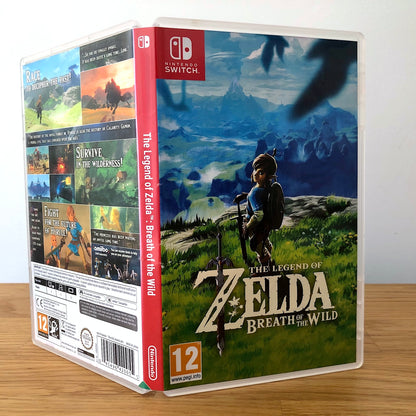 Angled front view of The Legend of Zelda: Breath of the Wild for Nintendo Switch, showing full front cover artwork.  
