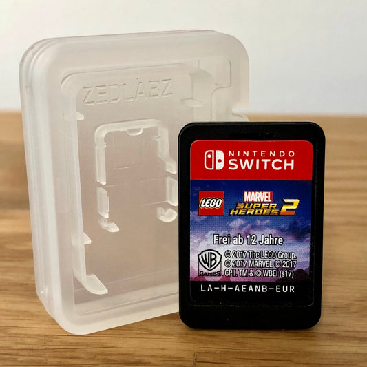 Cartridge front of LEGO Marvel Superheroes 2 for Nintendo Switch, featuring game title.