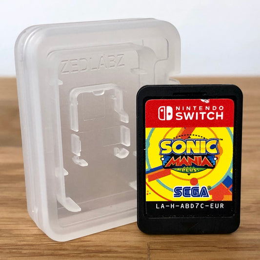 Cartridge front of Sonic Mania Plus for Nintendo Switch, featuring game title.