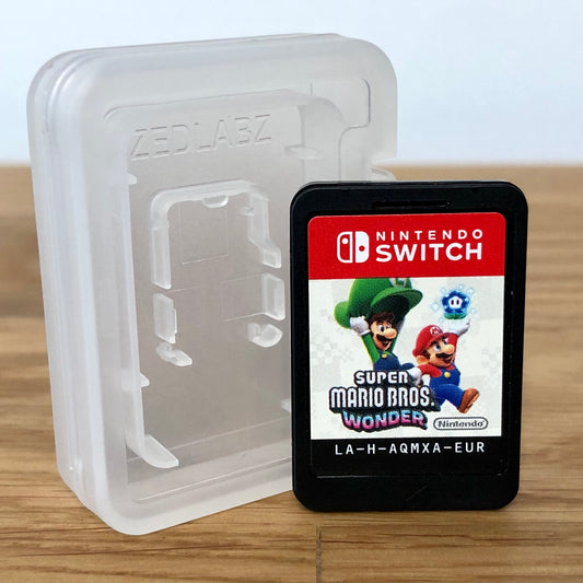 Cartridge front of Super Mario Bros. Wonder for Nintendo Switch, featuring game title.