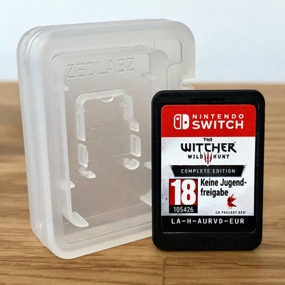 Cartridge front of The Witcher 3: Wild Hunt Complete Collection for Nintendo Switch, featuring game title.