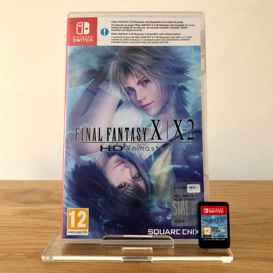 Front cover of Final Fantasy X/X-2 HD Remaster for Nintendo Switch, featuring game artwork, title, and front of cartridge.