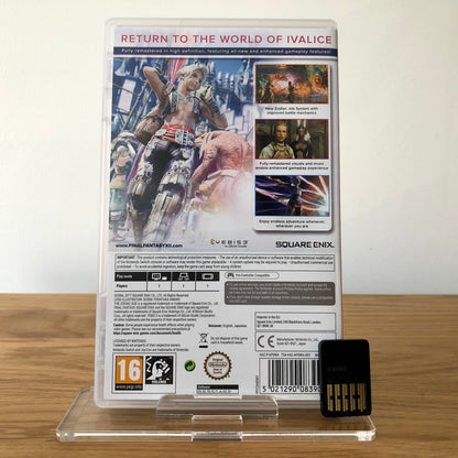 Back cover of Final Fantasy XII The Zodiac Age for Nintendo Switch, showing game details, features, and back of cartridge.