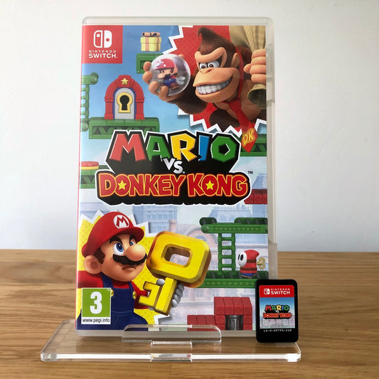 Front cover of Mario vs Donkey Kong for Nintendo Switch, featuring game artwork, title, and front of cartridge.