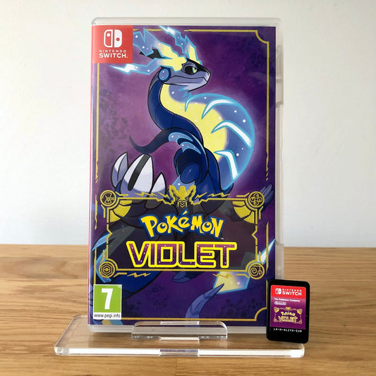 Front cover of Pokémon Violet for Nintendo Switch, featuring game artwork, title, and front of cartridge.