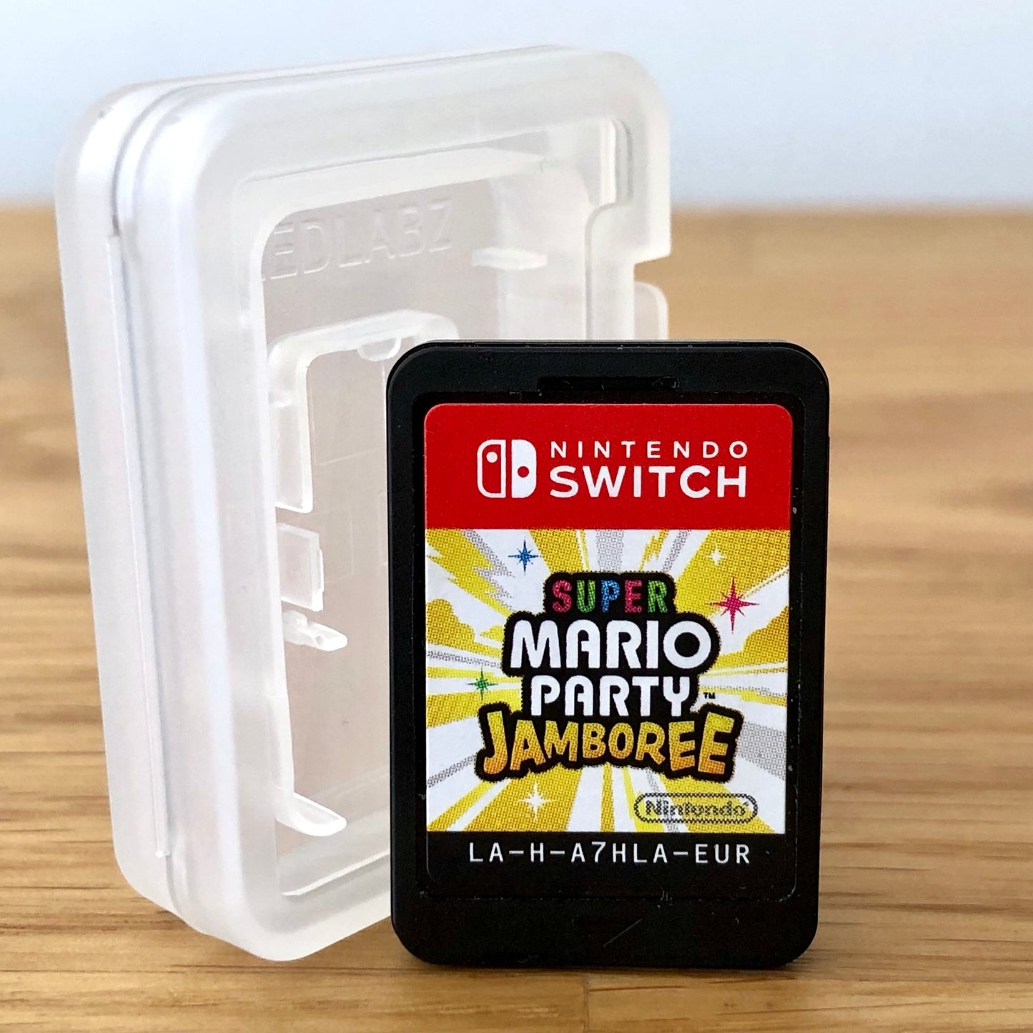 Front of Super Mario Party Jamboree cartridge for Nintendo Switch, label visible and artwork clearly shown.