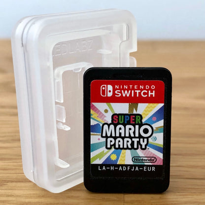 Front of Super Mario Party Nintendo Switch cartridge, showing game artwork and label.
