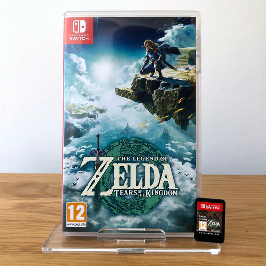 Front cover of The Legend of Zelda: Tears of the Kingdom for Nintendo Switch, featuring game artwork, title, and front of cartridge.