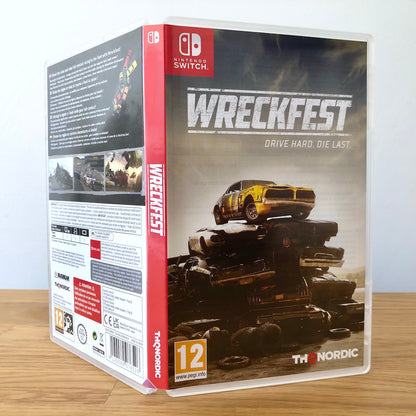 Angled front view of Wreckfest for Nintendo Switch, showing full front cover artwork.